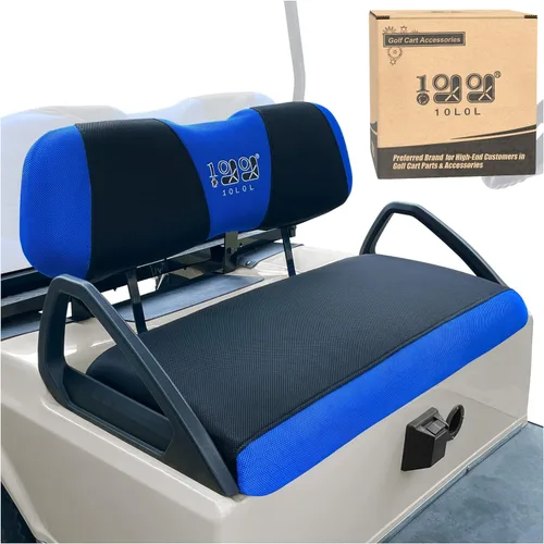 Vista 12 de 10L0L Fundas de asiento de carrito de golf para EZGO TXT RXV y Club Car DS 2000-up, tela de malla de aire transpirable lavable, color beige y azul