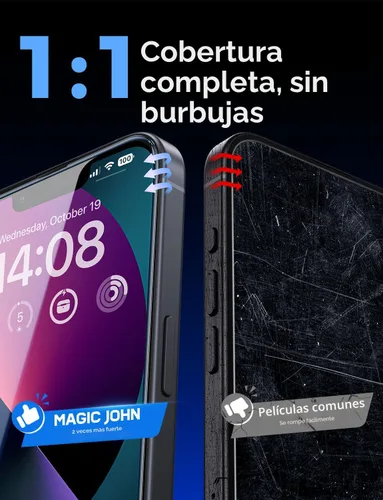 Vista 7 de MAGIC JOHN Paquete de 2 protectores de pantalla de vidrio templado para iPhone 13/14 y iPhone 13 Pro de 6.1 pulgadas, eliminación automática