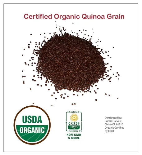 Vista 2 de Grano entero orgánico rojo de quinua real sin OMG sin gluten a granel (1 libra)