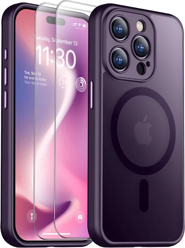 Vista 266 de SPIDERCASE Funda magnética translúcida diseñada para iPhone 11, con 2 protectores de pantalla de vidrio templado, antihuellas, para iPhone 11 de 6.1