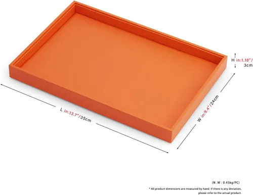 Vista 5 de Bandeja de exhibición plana de la joyería del cuero de la PU para el Naranja