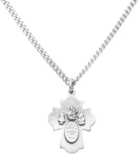 Vista 5 de Rosemarie Collections Collar con colgante de cruz de cuatro vías para la primera comunión religiosa con tarjeta de oración, 18 pulgadas, Metal, N A