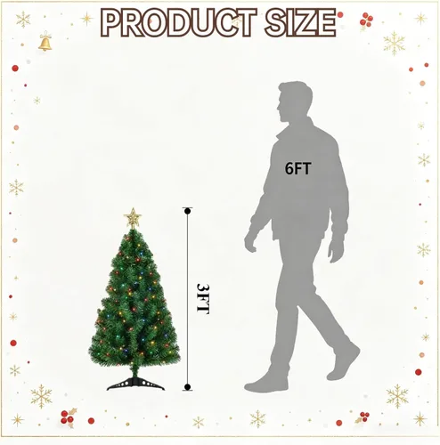 Vista 7 de Artificial Small Christmas Tree, 3FT Artificial Desktop Green Xmas Tree with String Light & 140 Branch Tips for Home Office Holiday Decor