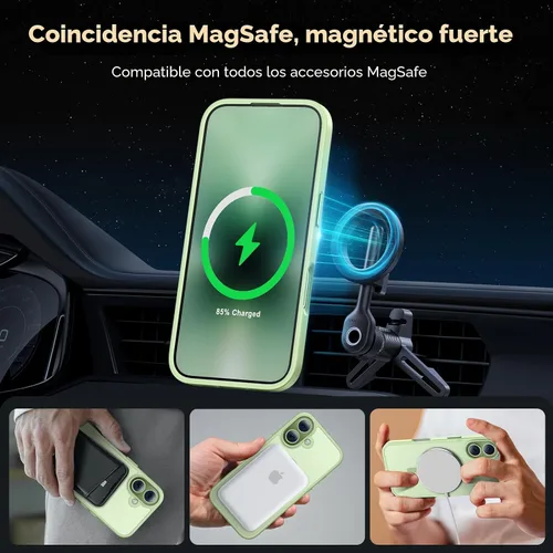 Vista 3 de Miracase - Funda magnética para teléfono 17 (compatible con MagSafe) con protector de pantalla de grado militar, funda mate translúcida antihuellas
