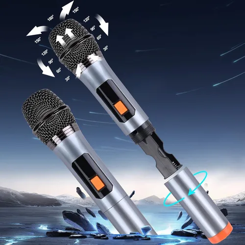 Vista 9 de Máquina de karaoke con 2 micrófonos inalámbricos, sistema de PA portátil, gran altavoz Bluetooth con luces LED, control remoto, compatible
