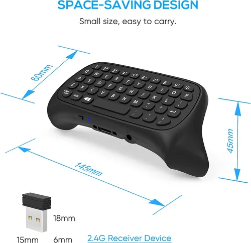 Vista 4 de Teclado para Xbox Series XS Controller para Xbox OneSController Gamepad 24Ghz Mini QWERTY Teclado Gaming Chatpad con conector de audioauriculares