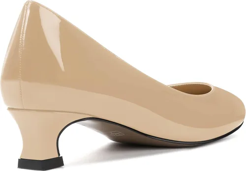 Vista 5 de SKYSTERRY Zapatos de vestir de oficina para mujer, punta redonda, carrete de patente, tacón bajo, zapatos de vestir de oficina de 1.5 pulgadas