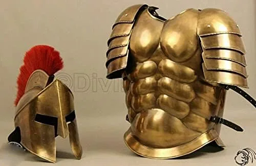 Vista 3 de Muscle Jacket Armor Spartan Casco Halloween Medieval griego disfraces 300 película guerrero disfraz