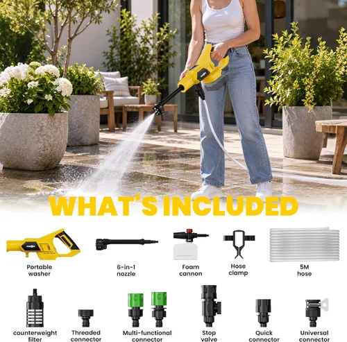Vista 8 de Lavadora portátil inalámbrica para batería Dewalt de 20 V, 1200 PSI