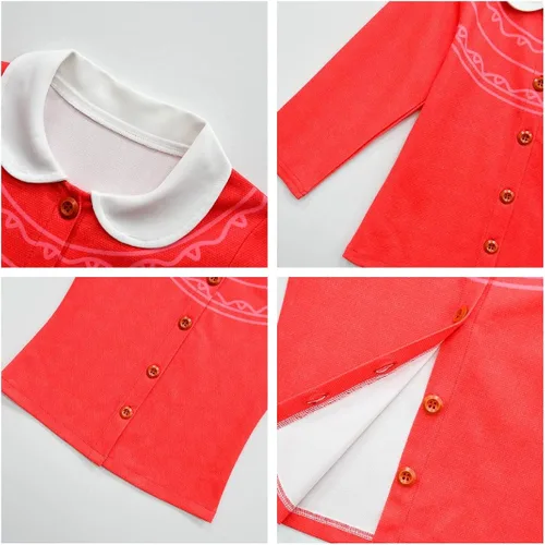 Vista 6 de Ubeufun Mei - Disfraz de manga larga roja para niñas conjunto de pantalones de falda de panda juego de rol sudaderas y leggings para niños
