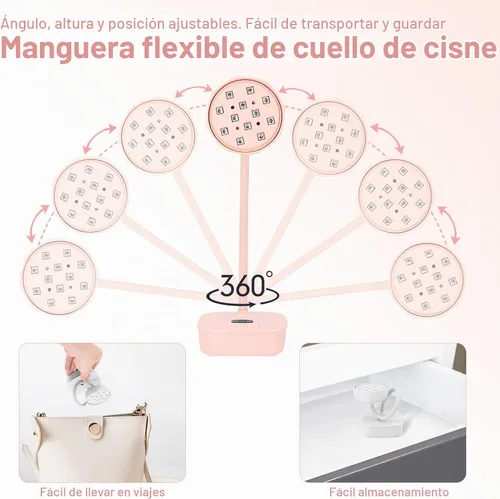 Vista 4 de Lámpara de uñas LED UV, lámpara de uñas de curación flash con sensor automático y 2 temporizadores, luz UV de cuello de cisne para gel de extensión