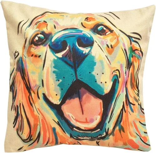 Vista 25 de Funda de almohada de lino de pastor alemán, diseño artístico abstracto colorido, funda de almohada de lino de 18 x 18 pulgadas para amantes