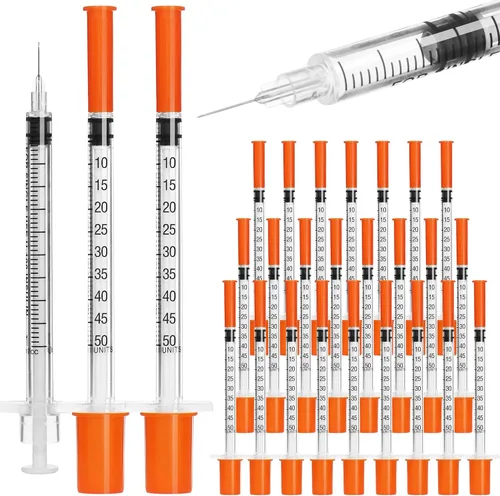 Vista 8 de Jeringas U-100 de 0.02 fl oz con aguja de 30G - Jeringa de calibre 30 de 5