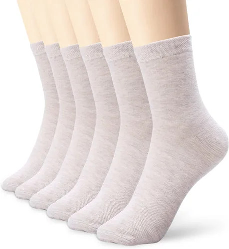 Vista 6 de K-LORRA Calcetines de algodón para mujer y hombre, paquete de 6 Negro