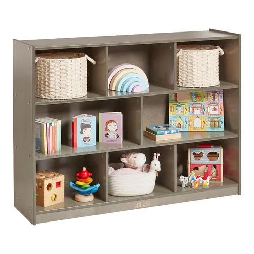 Vista 11 de ECR4Kids Gabinete de almacenamiento móvil de 8 compartimentos, primaria, muebles de aula, gris desgastado Durable birch, GREENGUARD Gold
