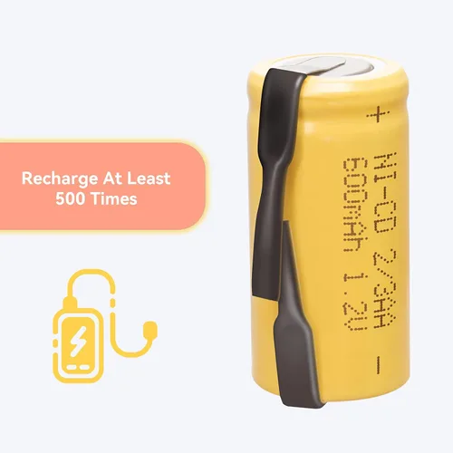 Vista 7 de Batería recargable de 600 mAh 1.2 V 2/3AA AA Batería solar plana Batería Ni-CD, -12 piezas amarillo