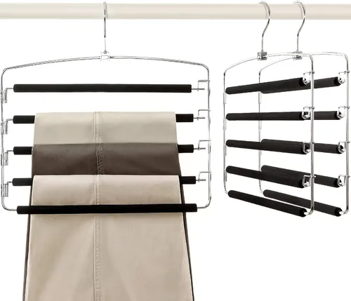 Vista 7 de TOPIA HANGER Perchas para pantalones que ahorran espacio, paquete de 2 organizadores de pantalones con brazo oscilante para armario, organizador