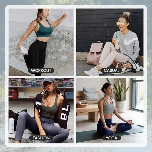 Vista 4 de Leggings de cintura alta para mujer, no se transparentan, con control de abdomen, pantalones de yoga para ciclismo, entrenamiento, yoga