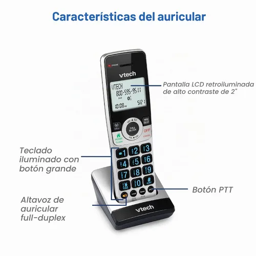 Vista 13 de VTech IS8251-3 - Teléfono inalámbrico de 3 manos de grado empresarial para oficina en casa, pantalla a color de 5", teclas de acceso directo