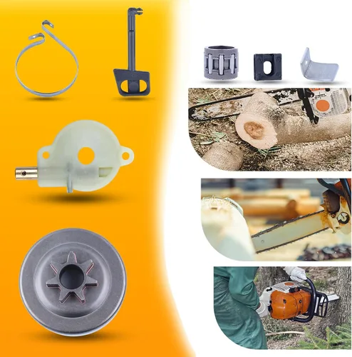 Vista 5 de Bomba de aceite de tambor de embrague Placa de barra de freno Kit de barra de estrangulador para motosierra Husqvarna 142 137 136 36 41