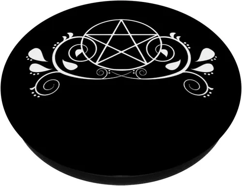 Vista 2 de Pretty Pentacle Pagan Wiccan - Pala para teléfono y tableta, color blanco y negro, Negro