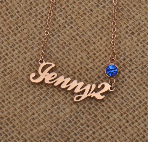 Vista 2 de Collar con nombre de inicial para mamá, color dorado y plateado, acero inoxidable, Rose gold
