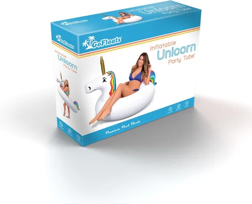 Vista 6 de GoFloats Flotador de piscina de unicornio para fiesta, balsas inflables, adultos y niños