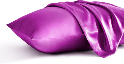 Vista 20 de BEDSUM Paquete de 2 fundas de almohada de satén de seda King para cabello y piel, suaves y lujosas, fundas de almohada con cierre de sobre, 20 x 36