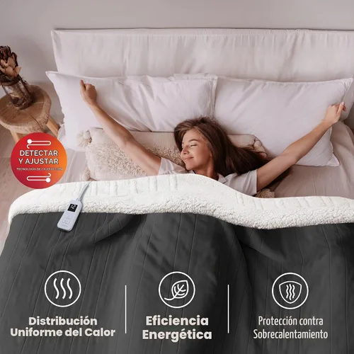 Vista 6 de [Usado] Sunbeam Electric Royal Luxe - Manta térmica de microfelpa de sherpa inversa, 12 ajustes de calor, apagado automático seleccionable de 12