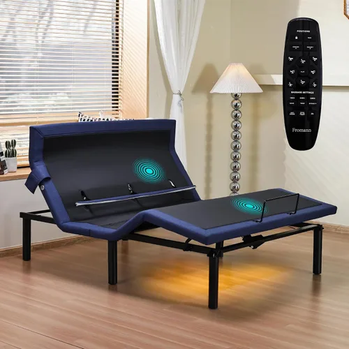 Vista 8 de Fromann Base de cama ajustable individual, base de cama ajustable con control remoto inalámbrico y puertos USB, gravedad cero, masaje, inclinación