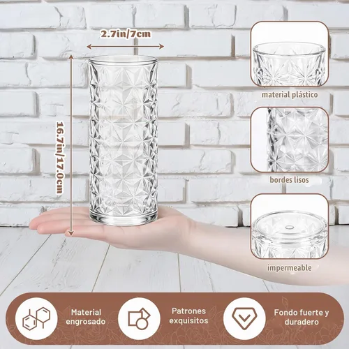 Vista 2 de Mumufy 24 piezas de jarrones de flores de plástico en masa, pequeños jarrones transparentes para centros de mesa, decoraciones de boda, banquetes