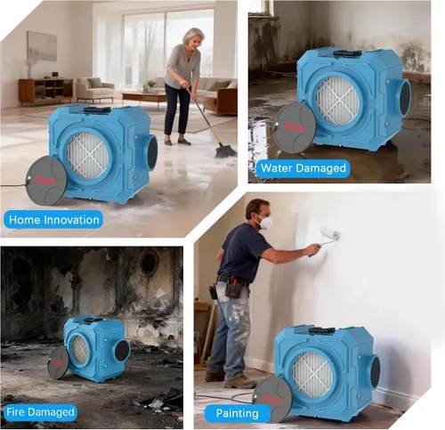 Vista 7 de Depurador de aire Hepa 800CFM con filtración de 4 etapas, máquina de aire negativo apilable, purificador de aire comercial con filtros
