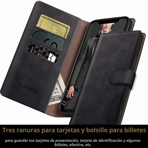 Vista 5 de SUANPOT Funda de cuero tipo cartera para Samsung Galaxy S20 Ultra de 6.9 pulgadas (NON S20/S20+), con tarjetero RFID con tarjetero de crédito RFID