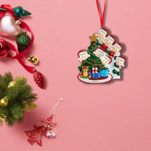 Vista 5 de Adorno familiar para árbol de Navidad 2024, adorno colgante para árbol de Navidad de 2024, adorno de familia de 2 nombres, adorno personalizado