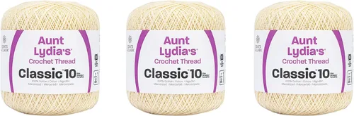 Vista 8 de Aunt Lydia Classic Crochet - Paquete de 3 unidades de 350y/1,049.9 ft - Blanco Antiguo