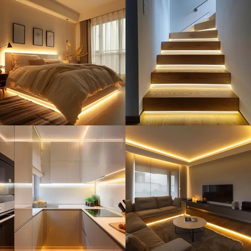 Vista 7 de COB - Tira de luz LED de 24 V, blanco cálido de 2700 K con atenuador y fuente de alimentación, 0.315 in de ancho, CRI 92+, tira de luces LED