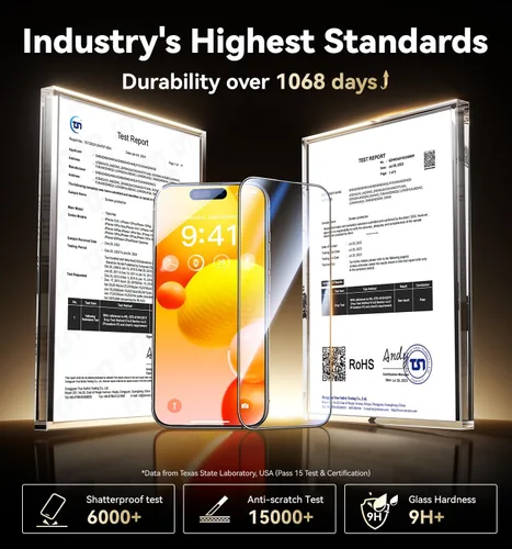 Vista 3 de Opxyl Protector de pantalla de privacidad de vidrio 9H+ para iPhone 15 Pro Max [Protección confiable de privacidad de 25°]