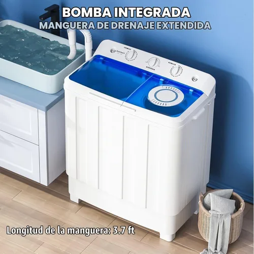 Vista 3 de Auertech Combo de Lavadora y Secadora Portátil, Máquina Lavadora de Doble Tina de 28 Libras, Secadora de Ropa Compacta de 1.5 Pies Cúbicos, Conjunto