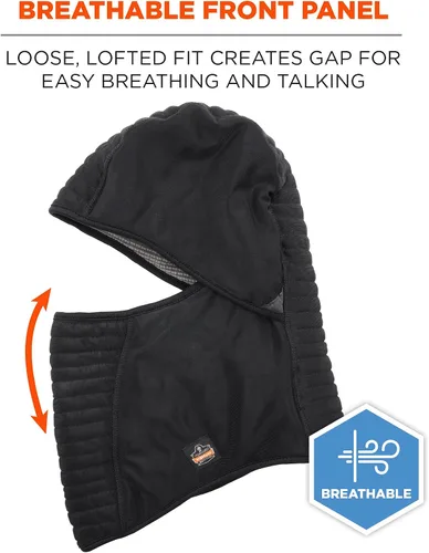 Vista 4 de Ergodyne Pasamontañas con aislamiento estándar de 3 capas, color negro, talla única