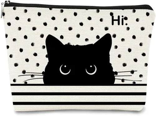 Vista 12 de Regalos de Gatos - Pequeña bolsa de maquillaje, bolsa de cosméticos para amantes de los gatos, bolsa de maquillaje para adolescentes y mujeres, cat 1