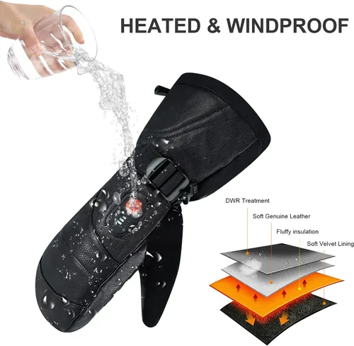 Vista 4 de day wolf Heated Gloves for Men Women 7.4V 2200mAh Electric Rechargeable Battery Waterproof Gloves Mitten for Winter Sports Ski Snowboard Camping