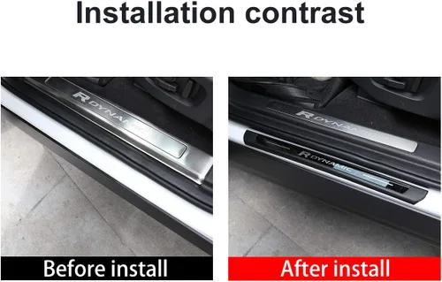 Vista 2 de ABS 4 unids umbral de la puerta trasera Scuff Plate Guards Trim para Land Rover Discovery Sport 2019 2020 (negro)