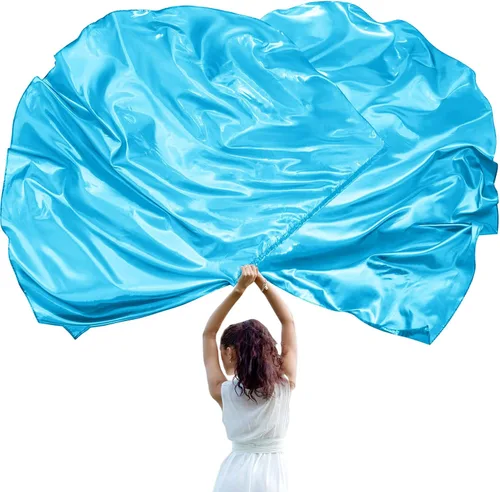 Vista 22 de Jetec 2 banderas de adoración de 74 x 55 pulgadas para danza, iglesia, alabanza, danza, con varilla flexible, semicírculo, ala de ángel