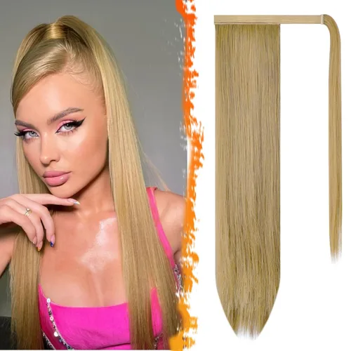 Vista 44 de BARSDAR Extensión de Cola de Caballo Corta y Recta - Extensiones de Cabello de Cola de Caballo con Cordón de 14 Pulgadas en Negro para Mujeres