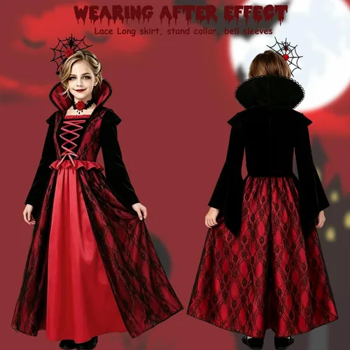 Vista 5 de Disfraz de vampiro para niñas, disfraces de Halloween