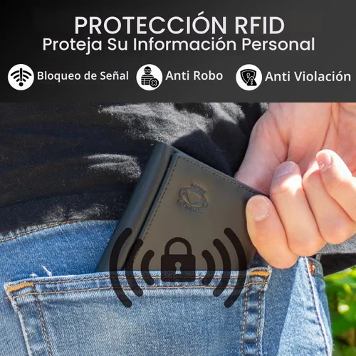 Vista 4 de Stealth Mode cartera de cuero RFID plegable para hombres con soporte para identificación abatible, Negro, Talla única