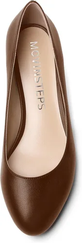 Vista 3 de Zapatos de tacón bajo con punta redonda para mujer, sin cordones, mate, 1.5 pulgadas