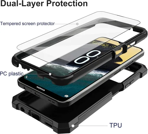 Vista 3 de Ailiber Funda para Nokia G310, Nokia G310 con protector de pantalla de vidrio templado, protección de estructura de 2 capas, esquinas a prueba