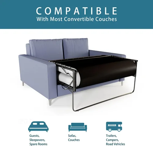Vista 6 de Repuesto de colchón de espuma viscoelástica de 4.7 pulgadas con funda lavable para sofá cama y sofá cama, tamaño matrimonial, certificado