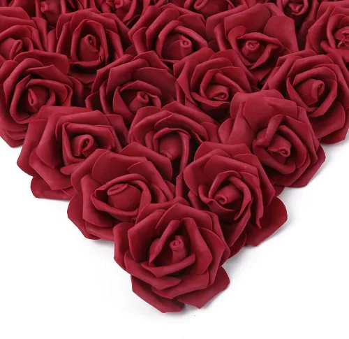 Vista 11 de IPOPU Cabezales de rosas artificiales, 100 rosas falsas de espuma negra de aspecto real para bricolaje, bodas, baby shower, centros de mesa 100